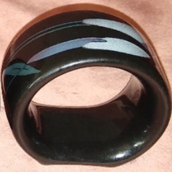 Vintage 80s 90s Goth Mikasa Opus Black Calla Lily Floral Napkin Rings Whimsygoth - Picture 6 of 10